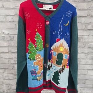 Jolly Sweaters Christmas Men‎ Large (42-44), Women XL Holiday Winter Gingerbread